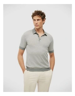 Orlando Two-Tone Short Sleeve Polo Knit in Sage