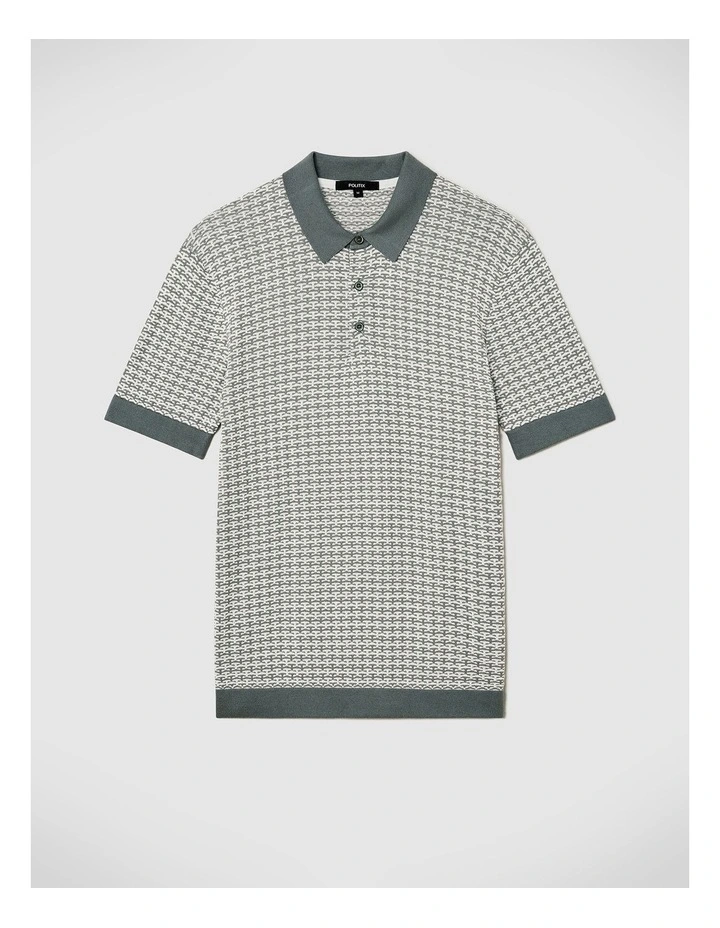 Orlando Two-Tone Short Sleeve Polo Knit in Sage image 2