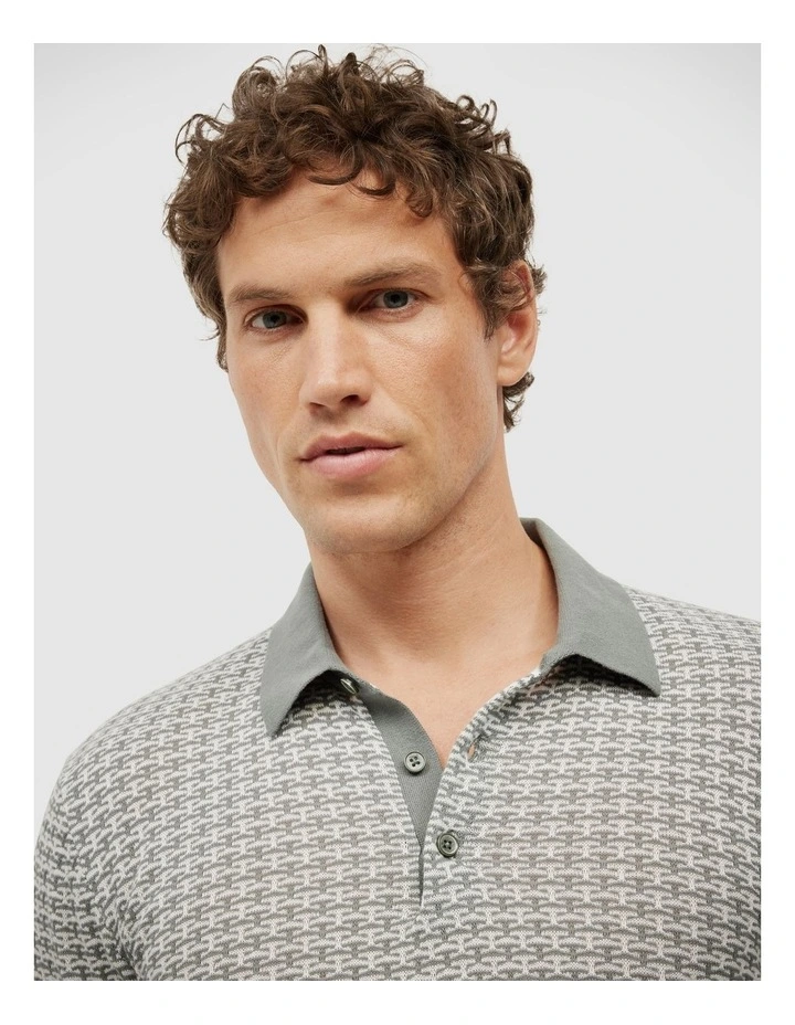 Orlando Two-Tone Short Sleeve Polo Knit in Sage image 4