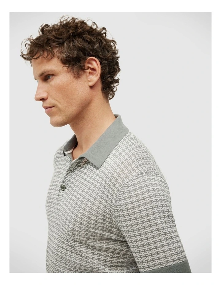 Orlando Two-Tone Short Sleeve Polo Knit in Sage image 5