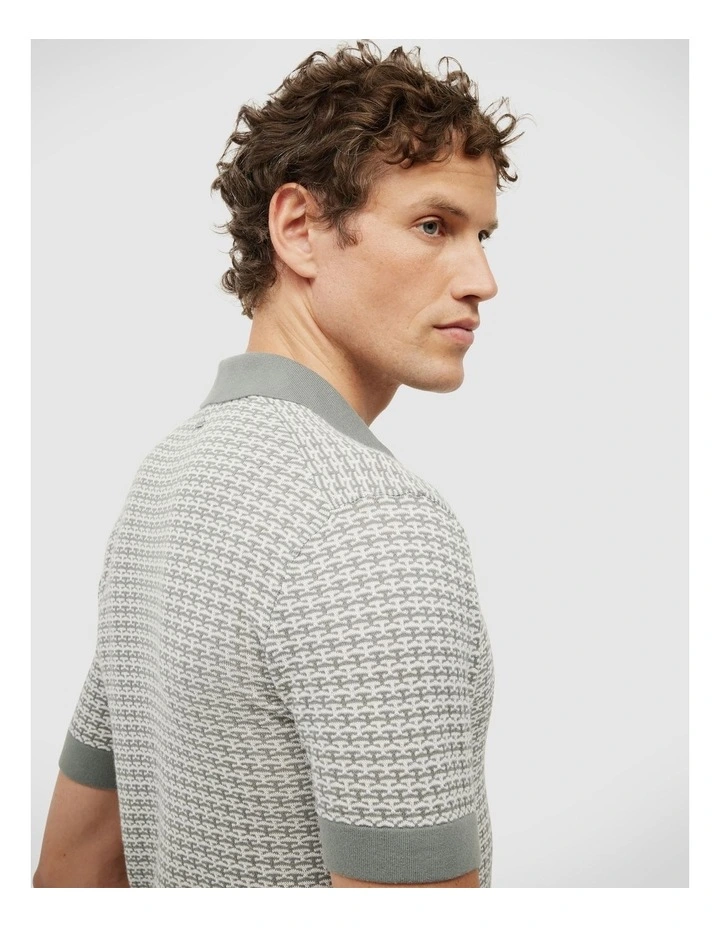Orlando Two-Tone Short Sleeve Polo Knit in Sage image 6