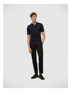 Orlando Two-tone Short Sleeve Polo Knit in Navy