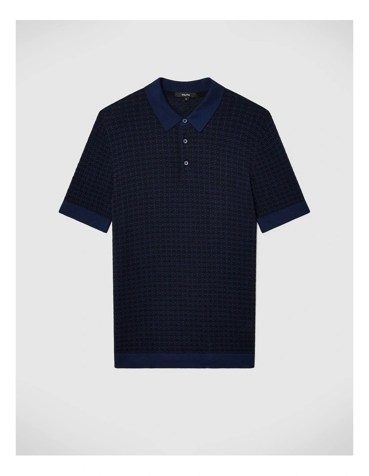 Orlando Two-tone Short Sleeve Polo Knit in Navy image 2