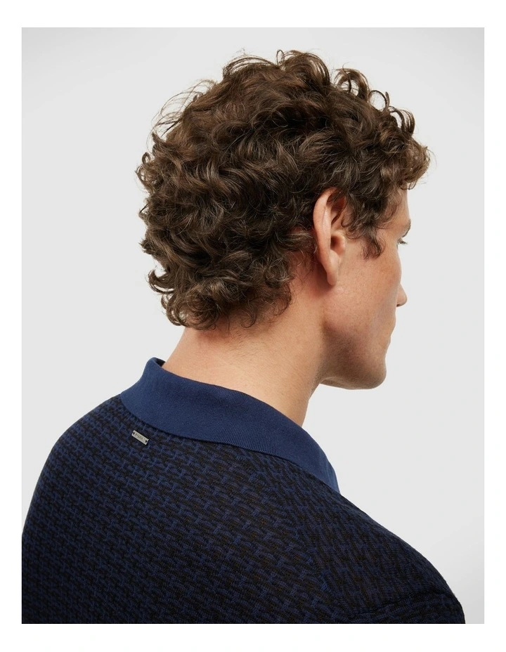 Orlando Two-tone Short Sleeve Polo Knit in Navy image 6