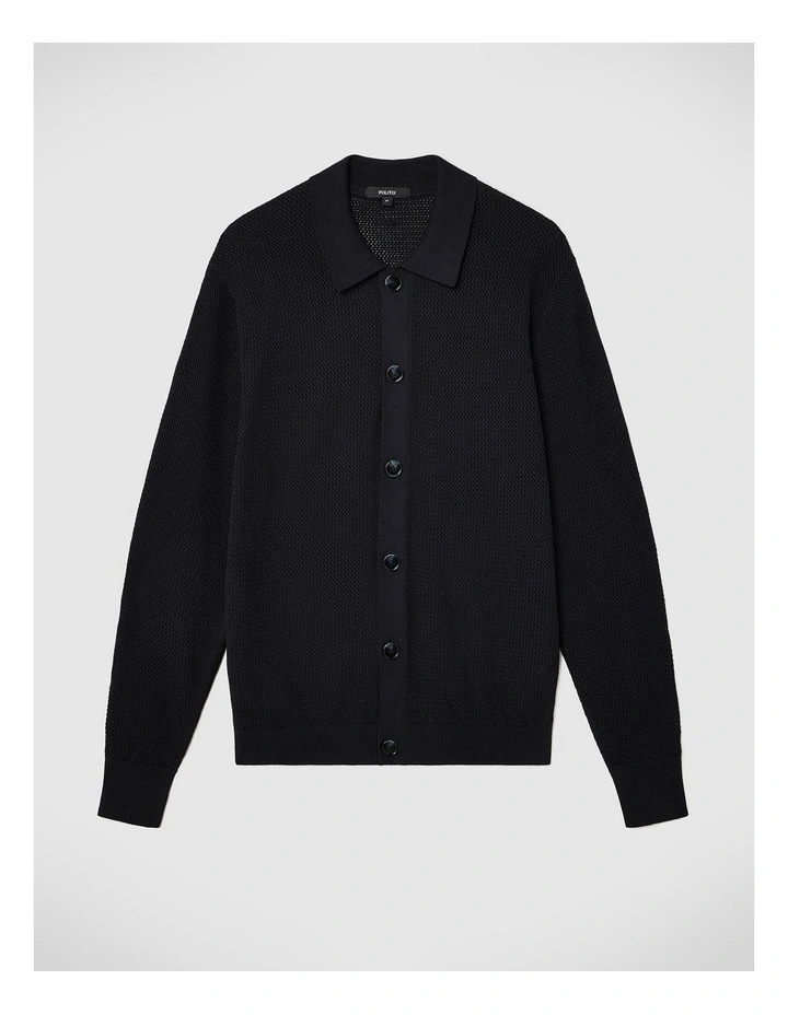 Blake Button Down Long Sleeve Knit in Black image 2