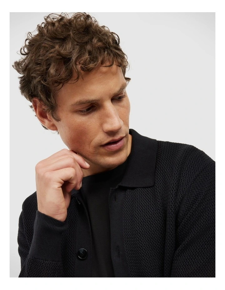 Blake Button Down Long Sleeve Knit in Black image 4