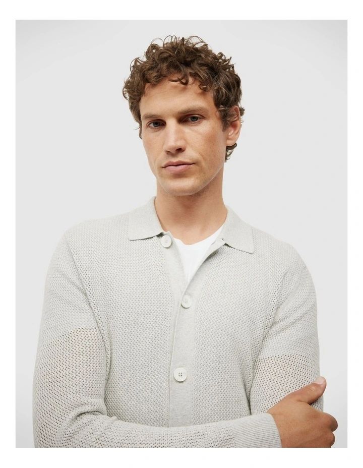 Blake Button Down Long Sleeve Knit in Grey Marle image 4