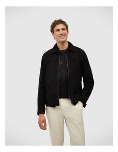 Owen Premium Suede Leather Jacket in Black