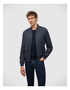 Two-tone Twill Bomber in Navy