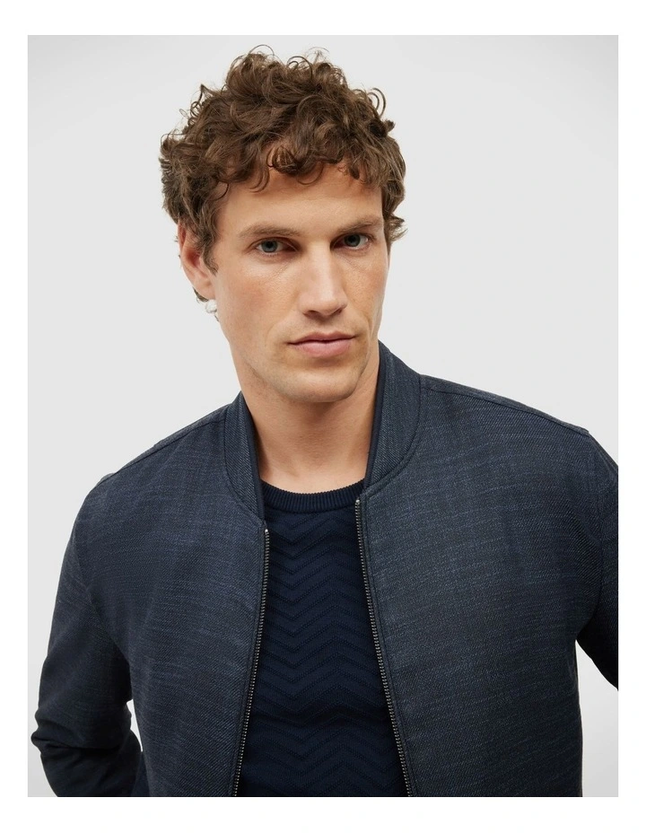 Two-tone Twill Bomber in Navy image 4