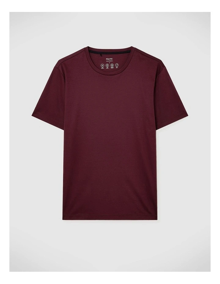 Slim Travel Tee in Burgundy image 2