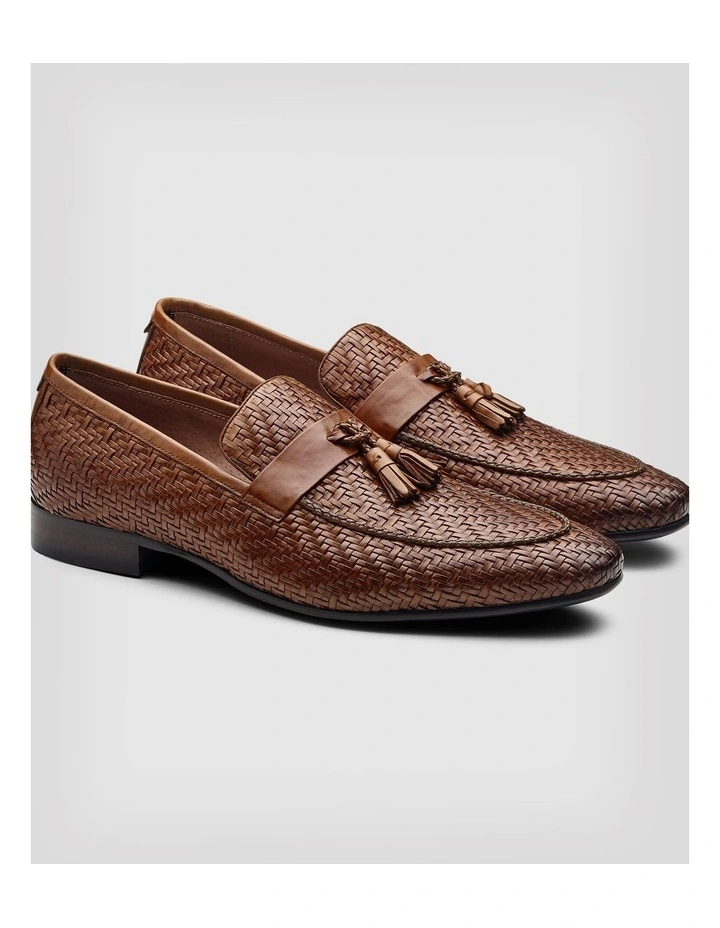 Leather Hand Woven Dress Loafer in Whisky image 1