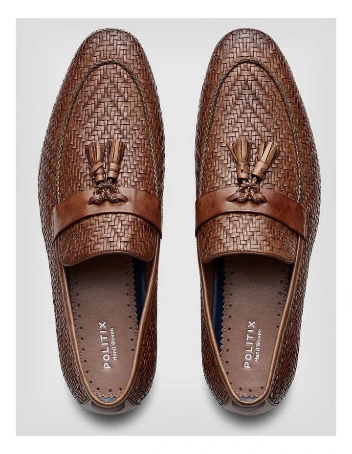 Leather Hand Woven Dress Loafer in Whisky image 3
