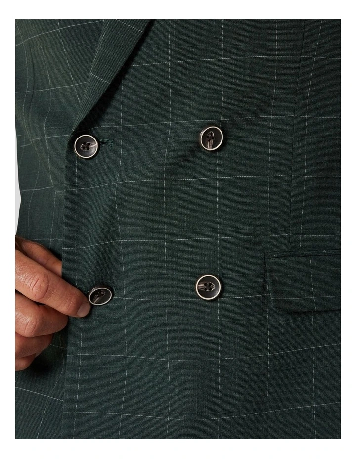 Politix Slim Stretch Double Breasted Check Tailored Jacket in