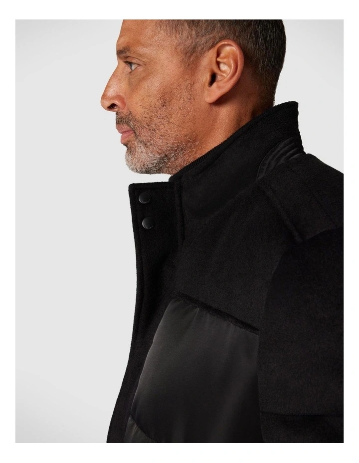 Nylon Wool Blend Puffer Jacket in Black image 3