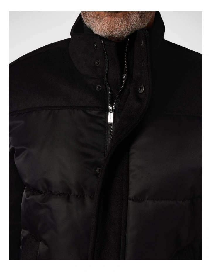 Nylon Wool Blend Puffer Jacket in Black image 7