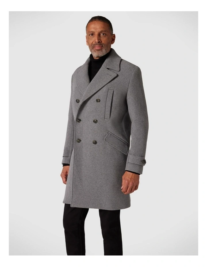 Premium Wool Double Breasted Overcoat in Charcoal Marle image 1