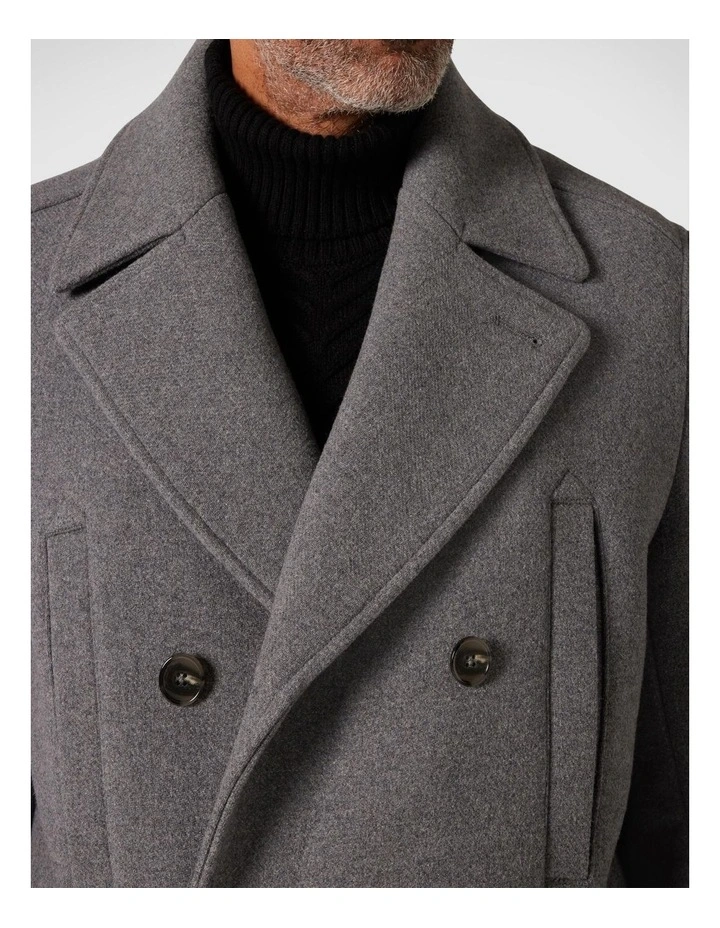 Premium Wool Double Breasted Overcoat in Charcoal Marle image 3