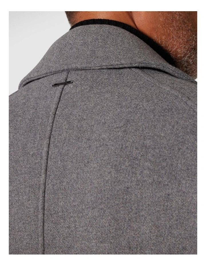Premium Wool Double Breasted Overcoat in Charcoal Marle image 5