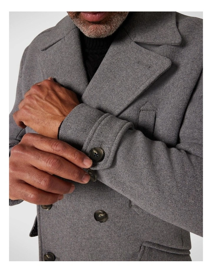Premium Wool Double Breasted Overcoat in Charcoal Marle image 6