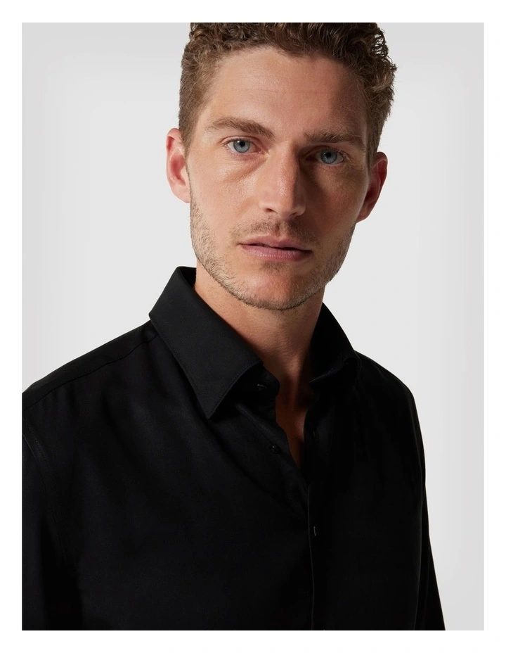 Spanish Tencel Long Sleeve Shirt in Black image 1
