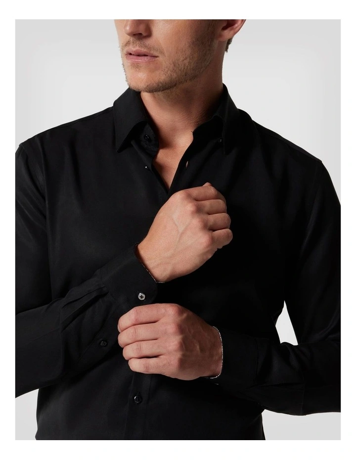 Spanish Tencel Long Sleeve Shirt in Black image 4