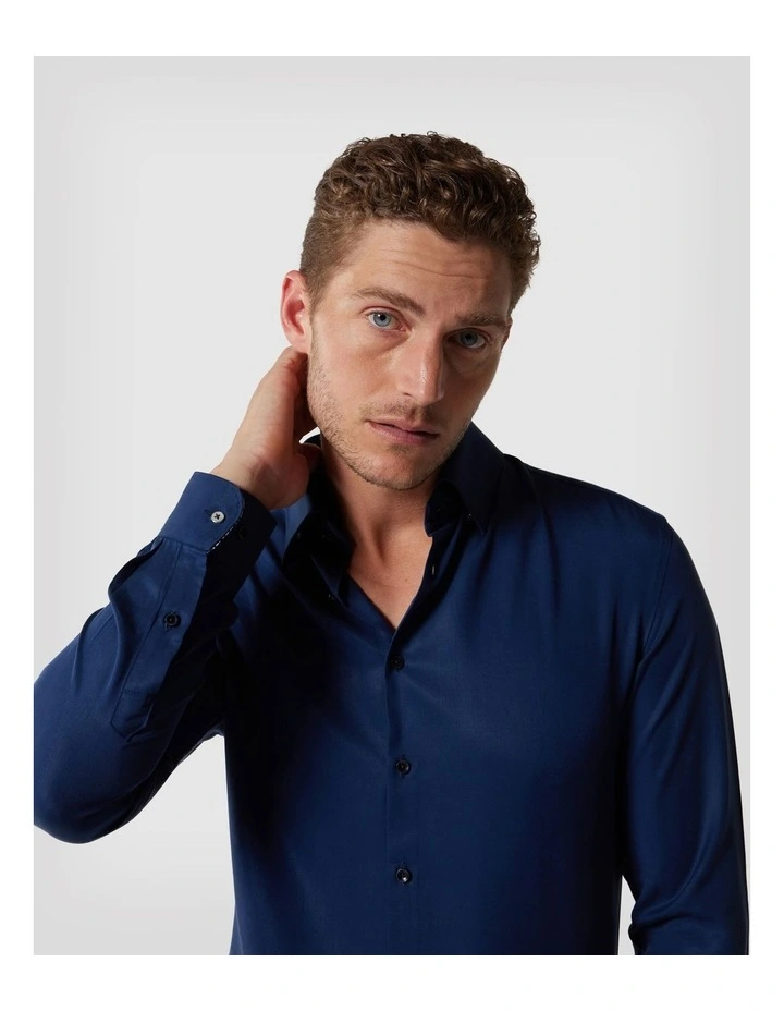 Spanish Tencel Long Sleeve Shirt in Blue image 1
