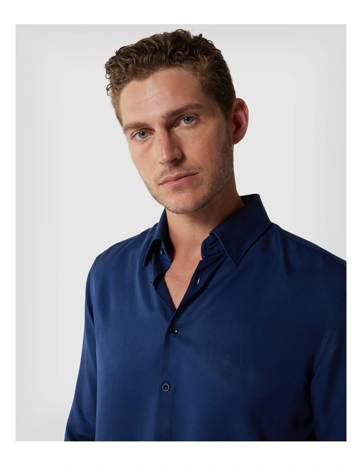 Spanish Tencel Long Sleeve Shirt in Blue image 3