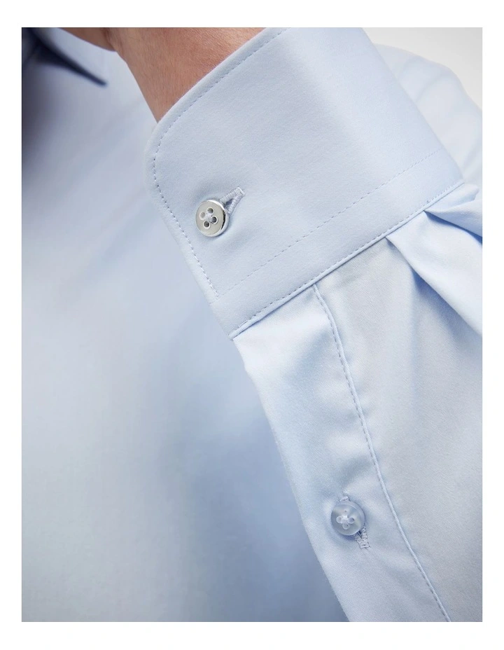 Long Sleeve Regular Stretch Shirt in Mid Blue image 5