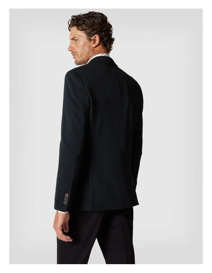 Slim Stretch Knitted Tailored Blazer in Dark Green image 4