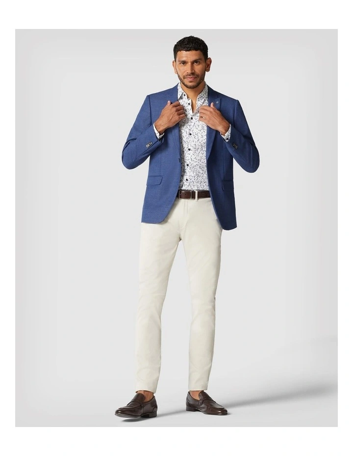 Slim Stretch Textured Tailored Blazer in Blue image 2