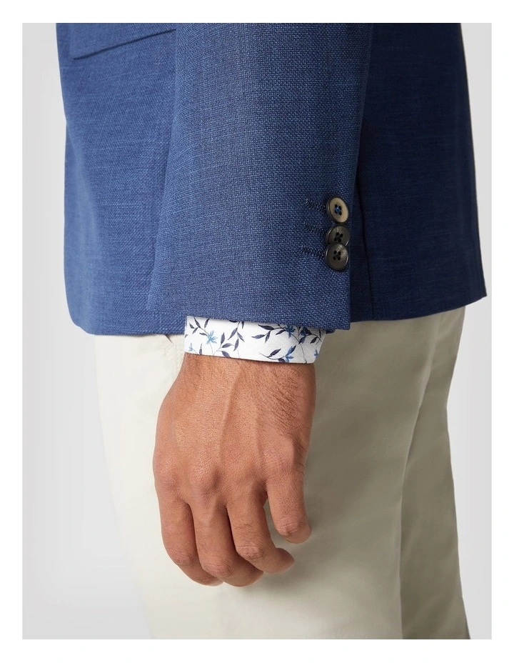 Slim Stretch Textured Tailored Blazer in Blue image 4