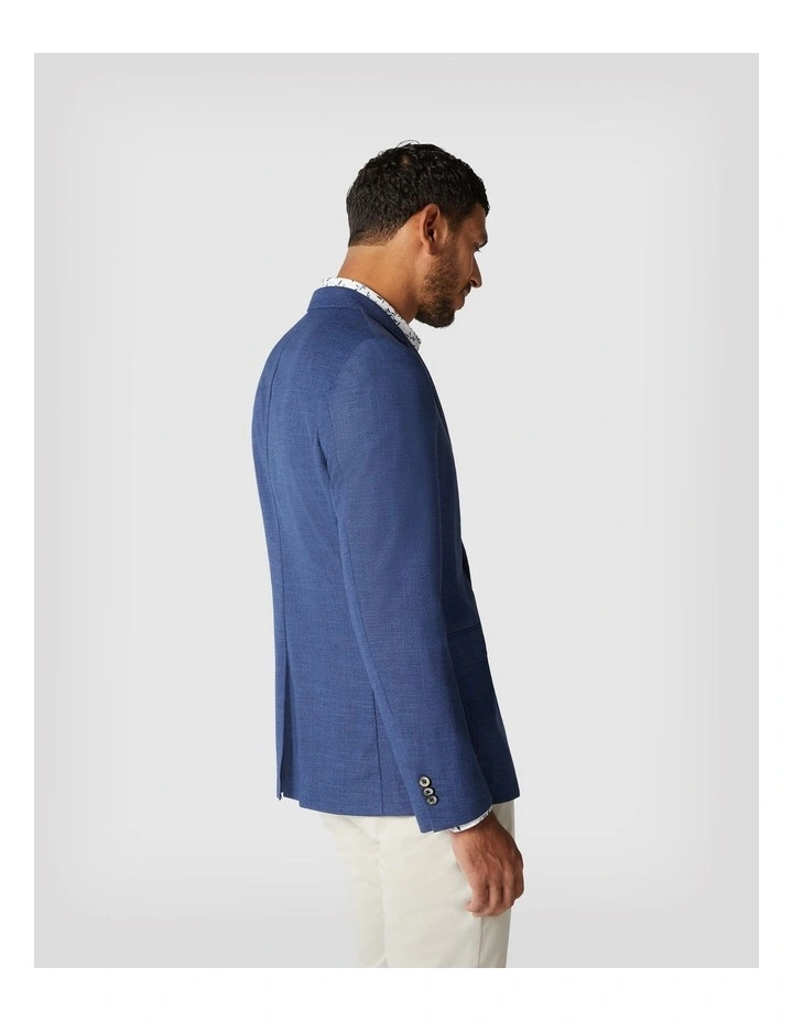 Slim Stretch Textured Tailored Blazer in Blue image 5