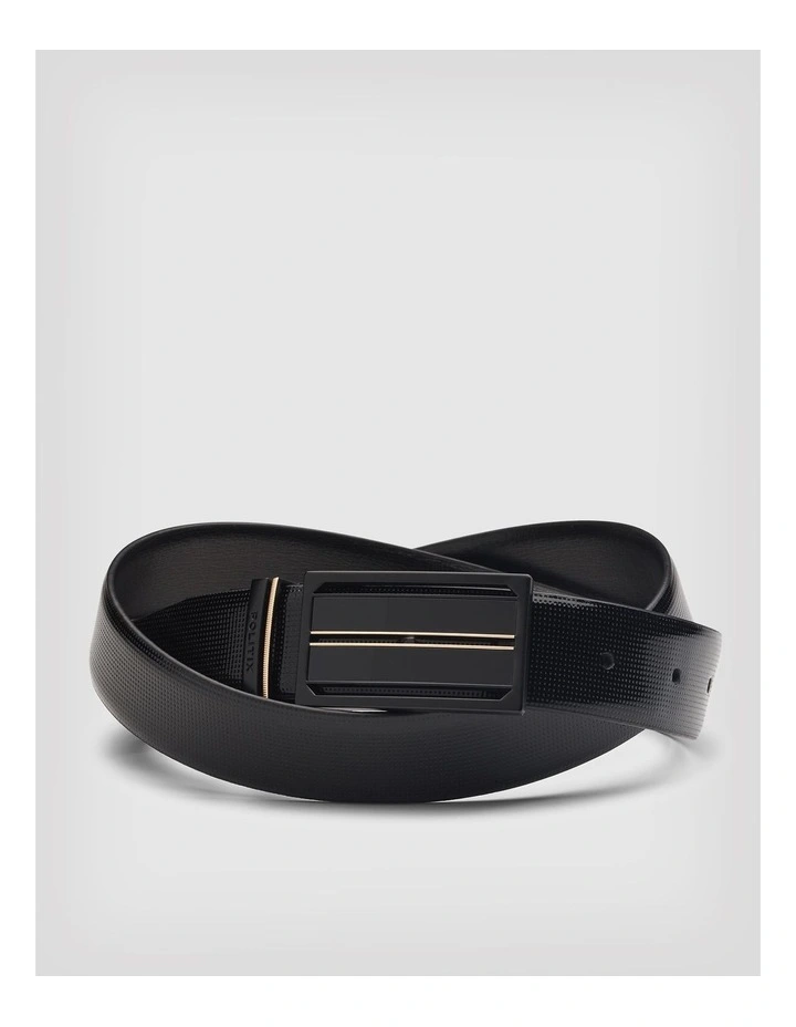 Patent Leather Dress Belt With Sheild Buckle in Black/black image 1