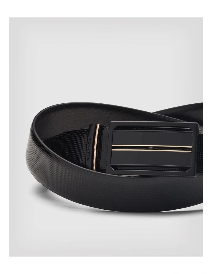 Patent Leather Dress Belt With Sheild Buckle in Black/black image 3