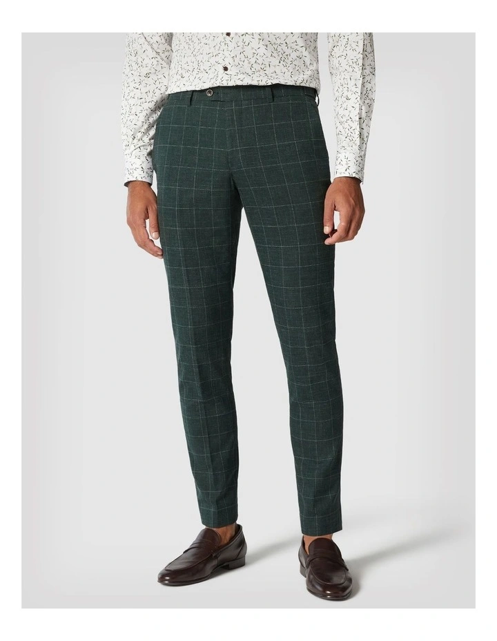 Slim Stretch Windowpane Check Tailored Pant in Forest Windowpane image 1