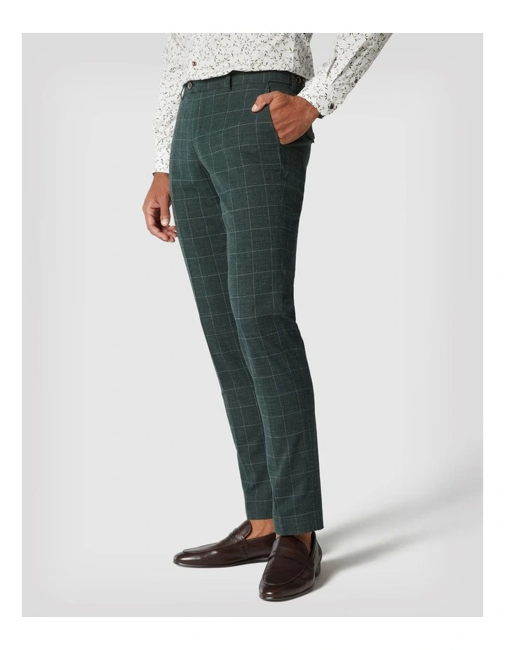 Slim Stretch Windowpane Check Tailored Pant in Forest Windowpane image 4