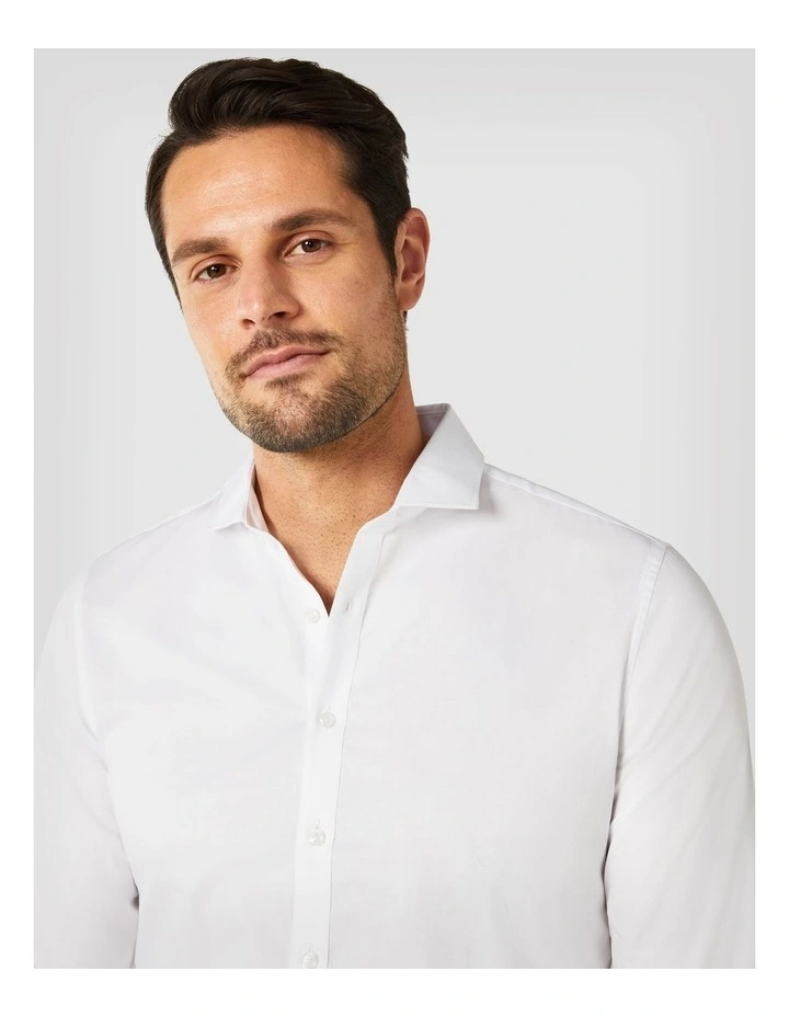 Ultra Slim Long Sleeve Twill Shirt in White image 2