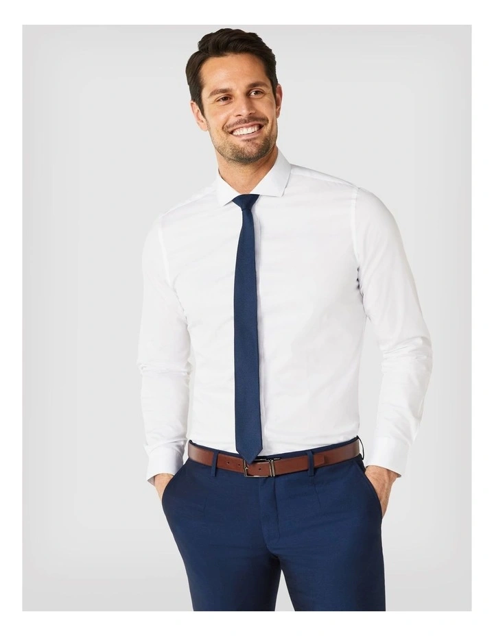 Ultra Slim Long Sleeve Twill Shirt in White image 3