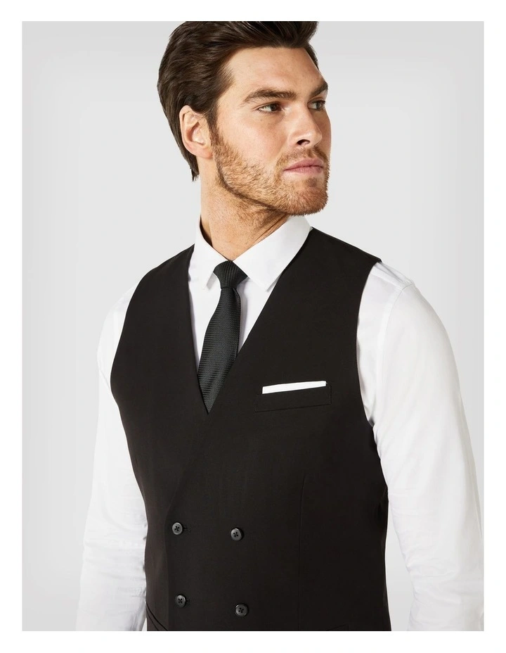 Double Breasted Tailored Vest in Black image 2