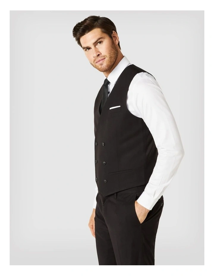 Double Breasted Tailored Vest in Black image 3
