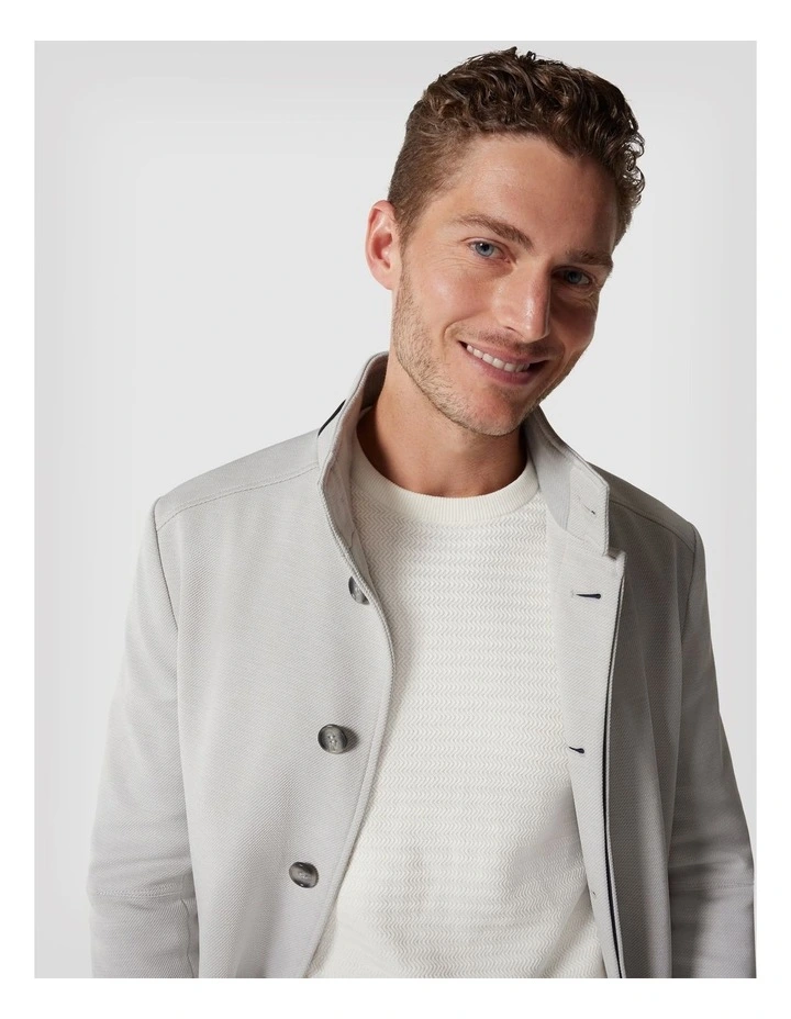 Knitted Funnel Neck Commuter Coat in Bone image 4