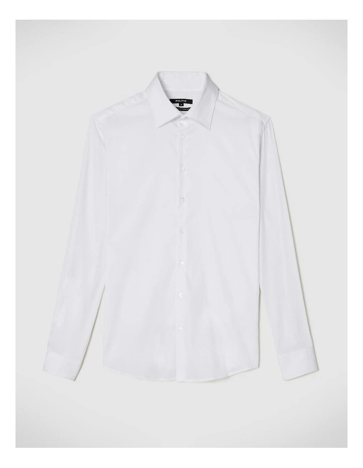 Regular Sateen Long Sleeve Shirt in White image 2
