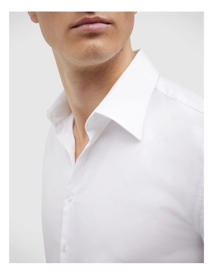 Regular Sateen Long Sleeve Shirt in White image 5