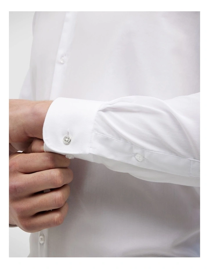 Regular Sateen Long Sleeve Shirt in White image 6