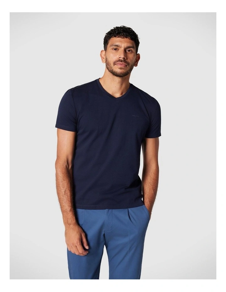 Politix Plain V-neck Tee in Navy | MYER