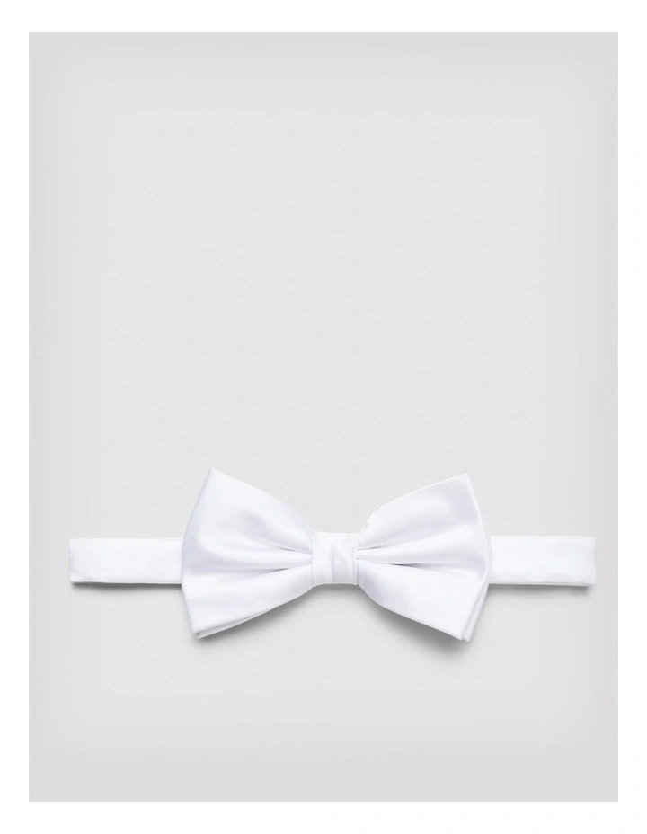 Woven Satin Bow Tie in White image 1