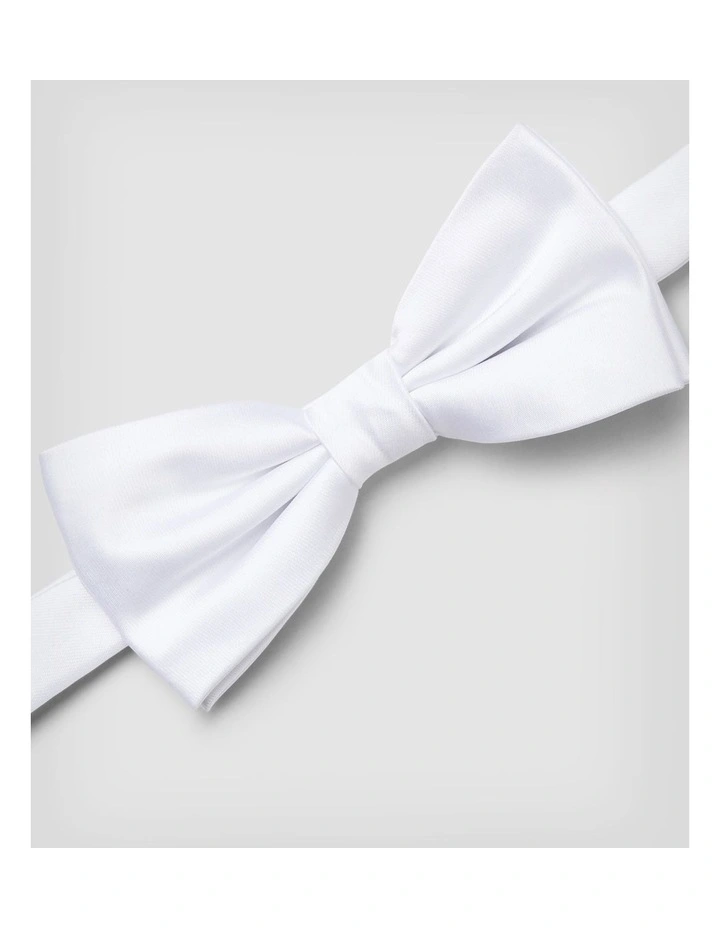 Woven Satin Bow Tie in White image 2