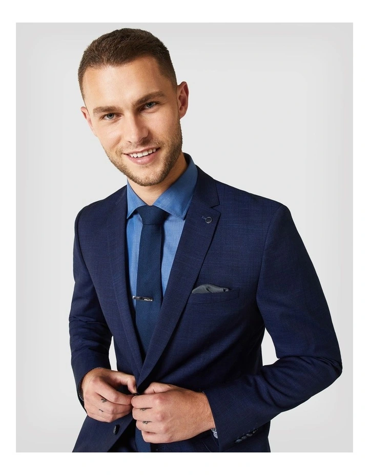 Regular Stretch Marle Tailored Jacket in Dark Blue image 1