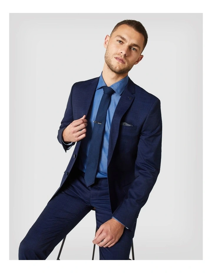 Regular Stretch Marle Tailored Jacket in Dark Blue image 2